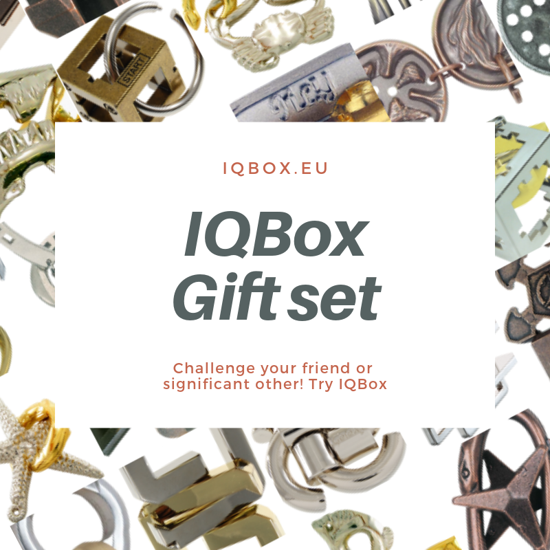 IQBox gift set, mechanical puzzle subscription. IQBox present, mekaniska pussel
